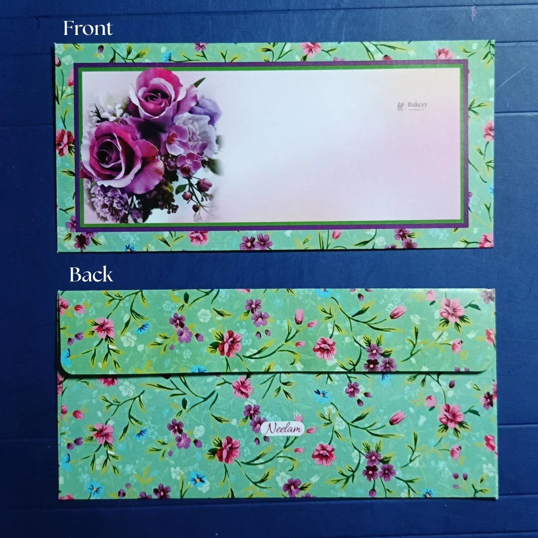 Flower Bouquet Floral Cash Envelopes | Elegant Flower-Printed Shagun & Gift Envelopes | Multiple Designs Available | Pack of 25 - Image 12