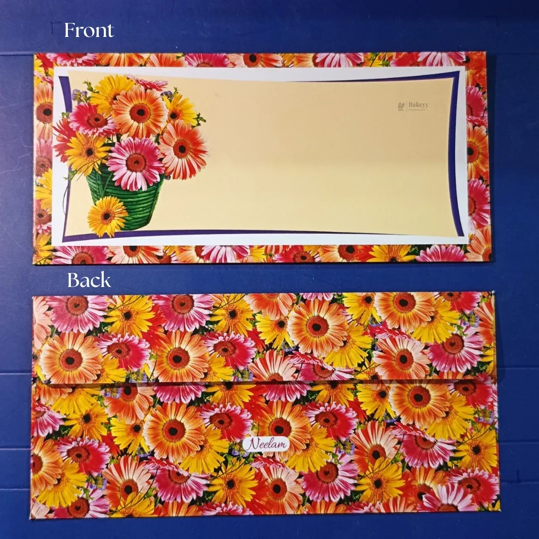 Flower Bouquet Floral Cash Envelopes | Elegant Flower-Printed Shagun & Gift Envelopes | Multiple Designs Available | Pack of 25 - Image 17