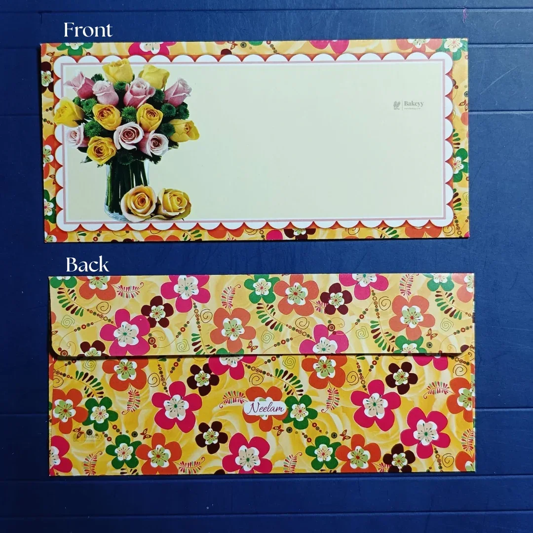 Flower Bouquet Floral Cash Envelopes | Elegant Flower-Printed Shagun & Gift Envelopes | Multiple Designs Available | Pack of 25 - Image 4