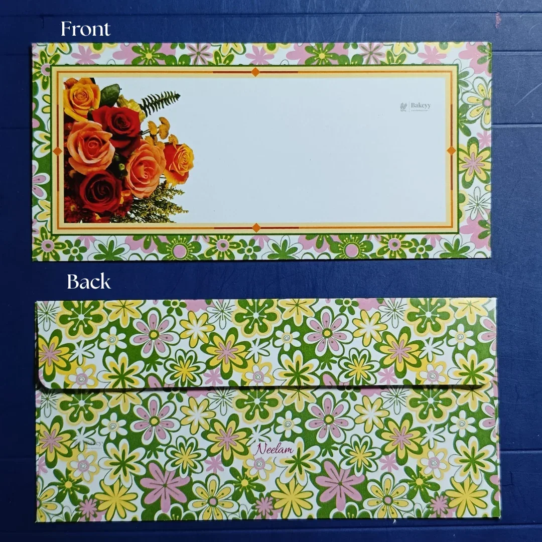 Flower Bouquet Floral Cash Envelopes | Elegant Flower-Printed Shagun & Gift Envelopes | Multiple Designs Available | Pack of 25 - Image 5