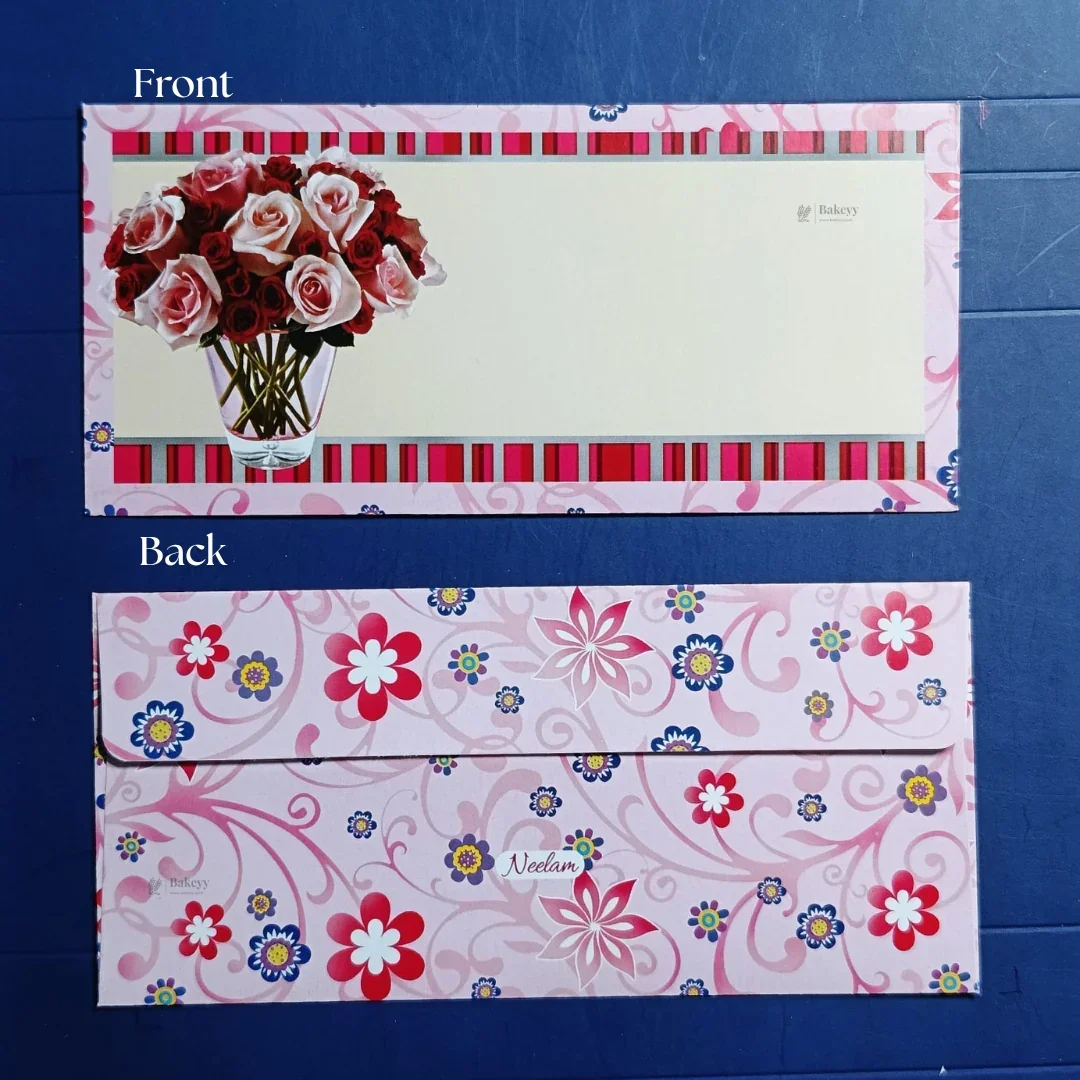 Flower Bouquet Floral Cash Envelopes | Elegant Flower-Printed Shagun & Gift Envelopes | Multiple Designs Available | Pack of 25 - Image 6