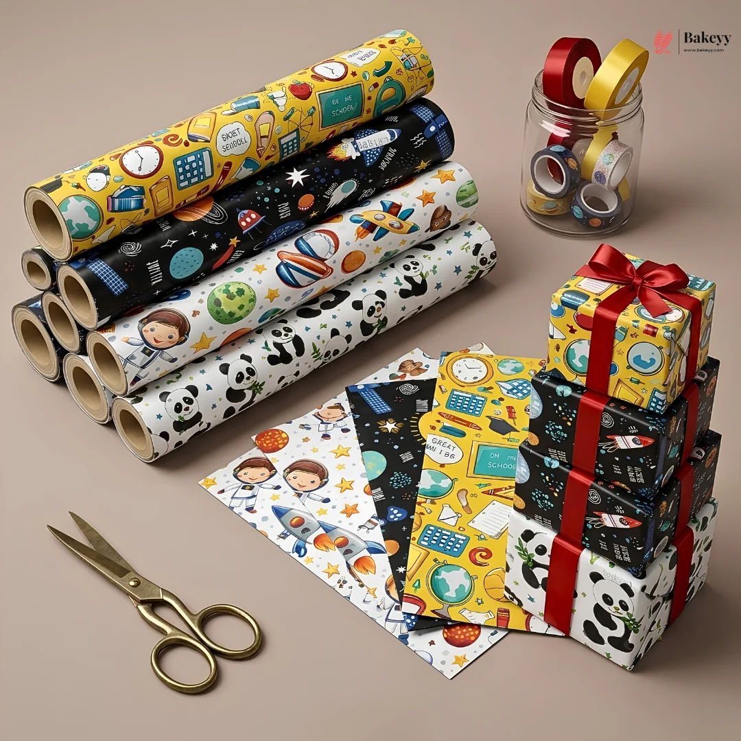 Illustrated Gift Wrapping Paper | Multiple Designs Available | Pack of 25 Sheets
