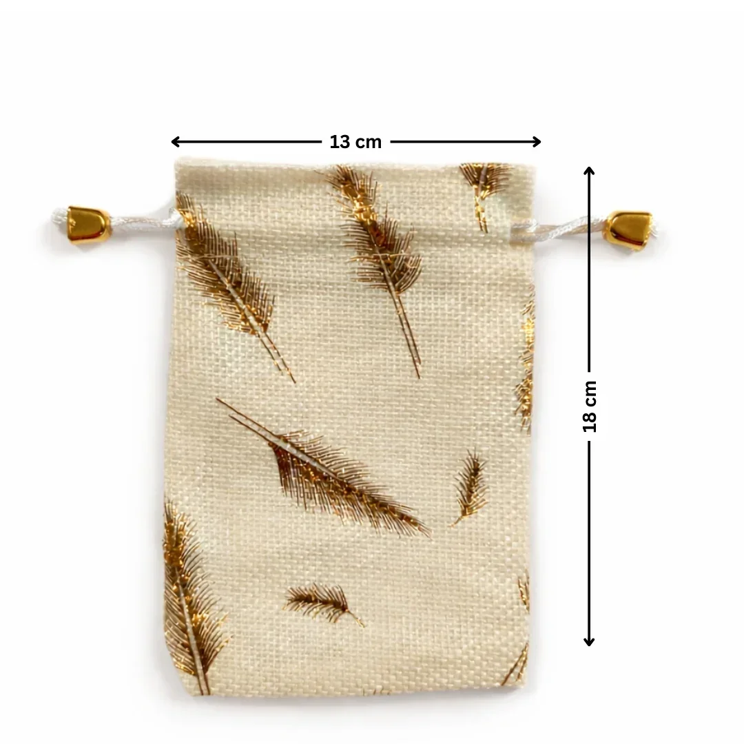 Premium Jute Potli Bags with Gold Print – Festive & Gifting Use | Eco-Friendly Gift Pouches | Pack of 10 - Image 9