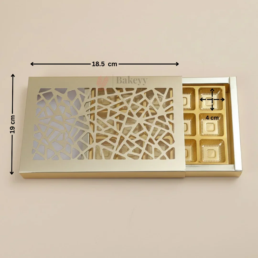 Premium Laser Cut Sliding Chocolate Gift Box with Gold Tray | 15 Cavity | Flexible Chocolate Box | Pack of 10 - Image 2