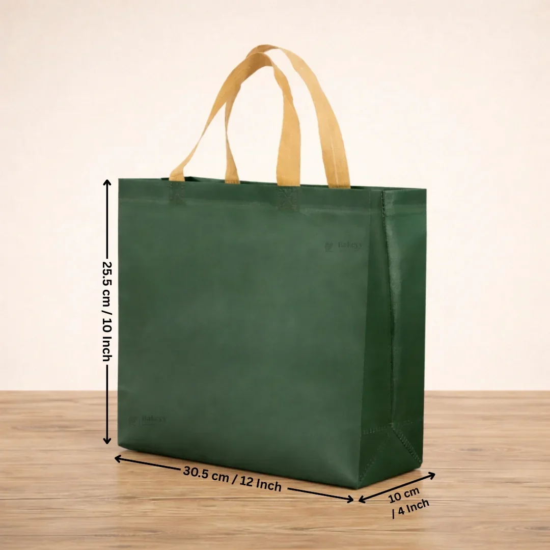Premium Matte Green Carry Bag with Kraft Handles | Dark Green & Olive Green | 3 Size Options | Pack of 50 - Image 10