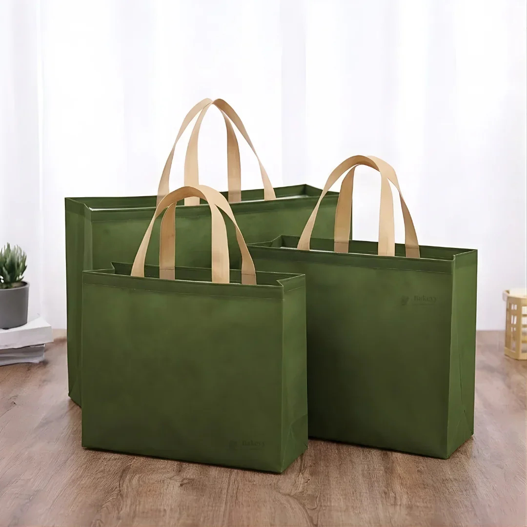 Premium Matte Green Carry Bag with Kraft Handles | Dark Green & Olive Green | 3 Size Options | Pack of 50 - Image 4