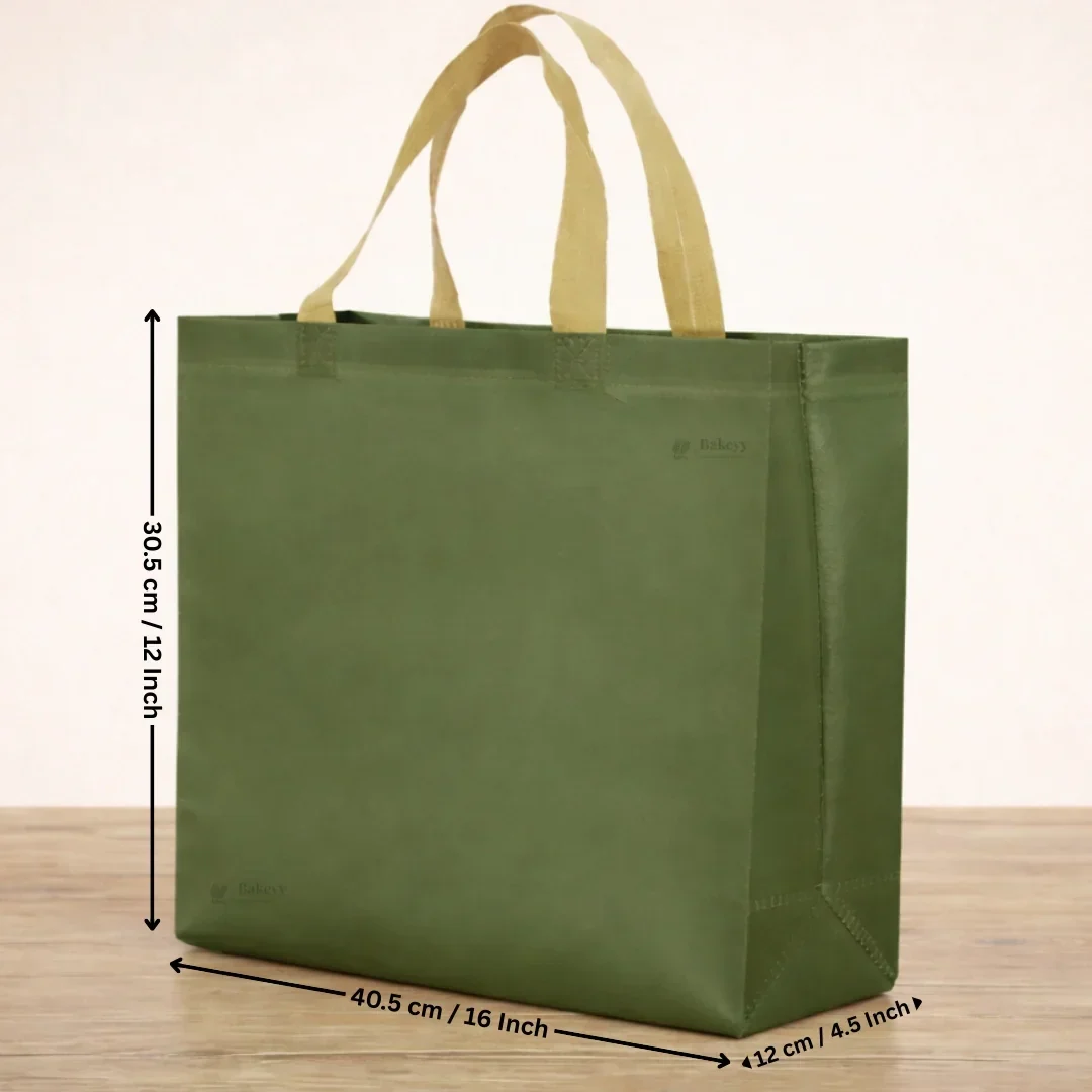 Premium Matte Green Carry Bag with Kraft Handles | Dark Green & Olive Green | 3 Size Options | Pack of 50 - Image 5