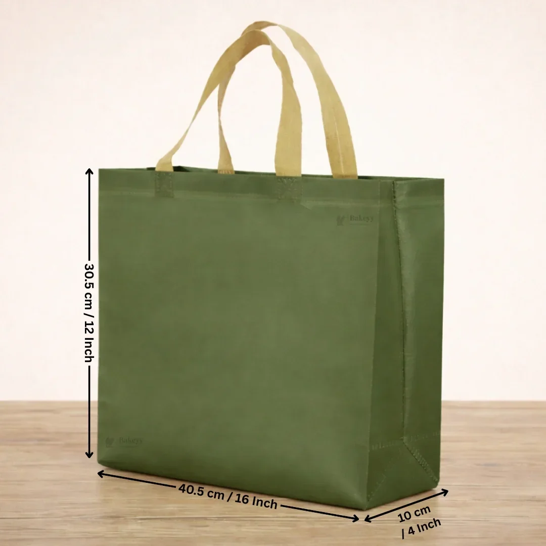Premium Matte Green Carry Bag with Kraft Handles | Dark Green & Olive Green | 3 Size Options | Pack of 50 - Image 6