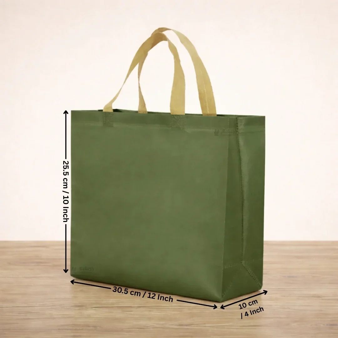 Premium Matte Green Carry Bag with Kraft Handles | Dark Green & Olive Green | 3 Size Options | Pack of 50 - Image 7