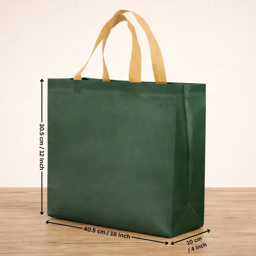 Premium Matte Green Carry Bag with Kraft Handles | Dark Green & Olive Green | 3 Size Options | Pack of 50 - Image 9