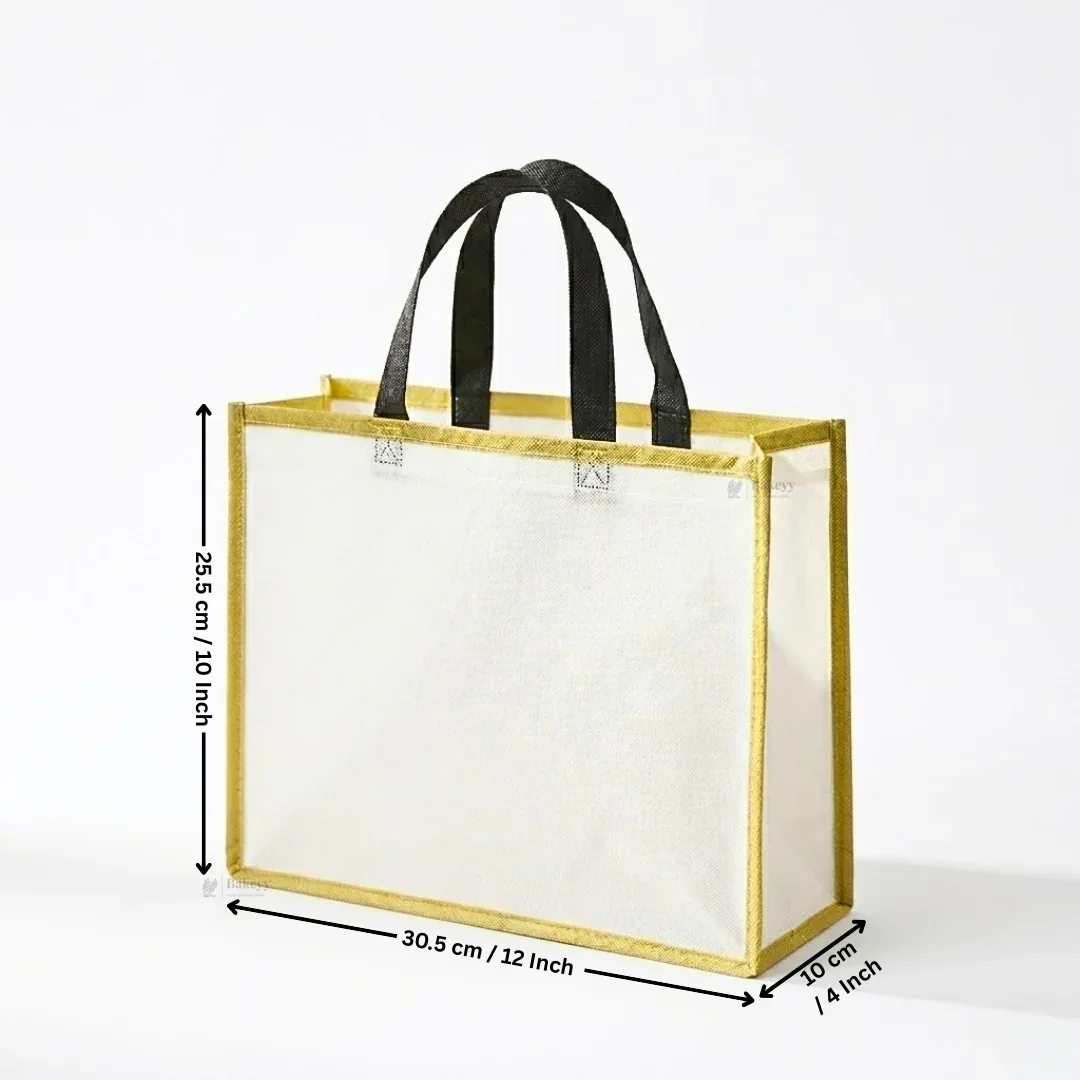 Premium Matte Carry Bag with Gold Border | White & Green Variants | 3 Size Options | Pack of 50 - Image 10