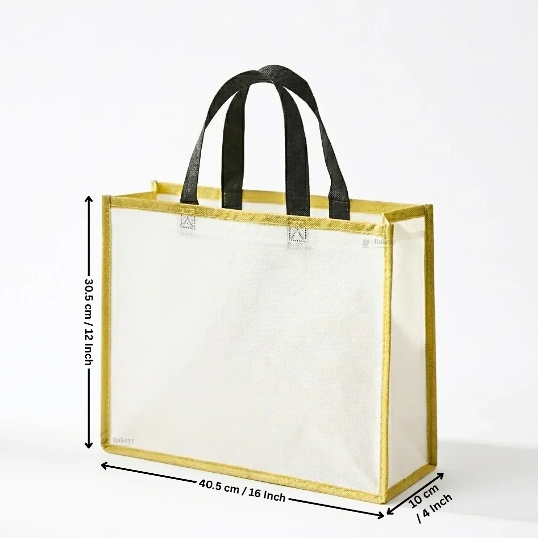 Premium Matte Carry Bag with Gold Border | White & Green Variants | 3 Size Options | Pack of 50 - Image 11