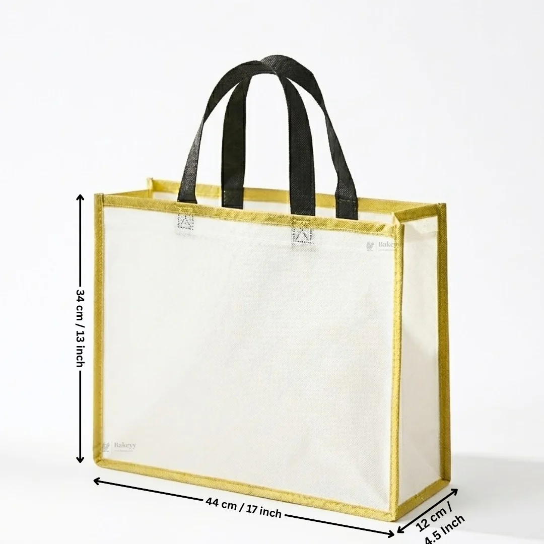 Premium Matte Carry Bag with Gold Border | White & Green Variants | 3 Size Options | Pack of 50 - Image 12