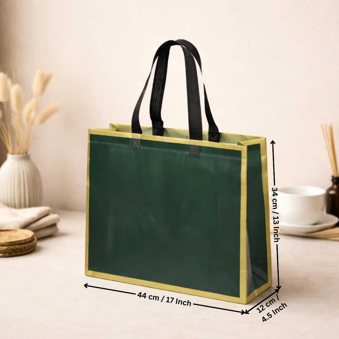Premium Matte Carry Bag with Gold Border | White & Green Variants | 3 Size Options | Pack of 50 - Image 9