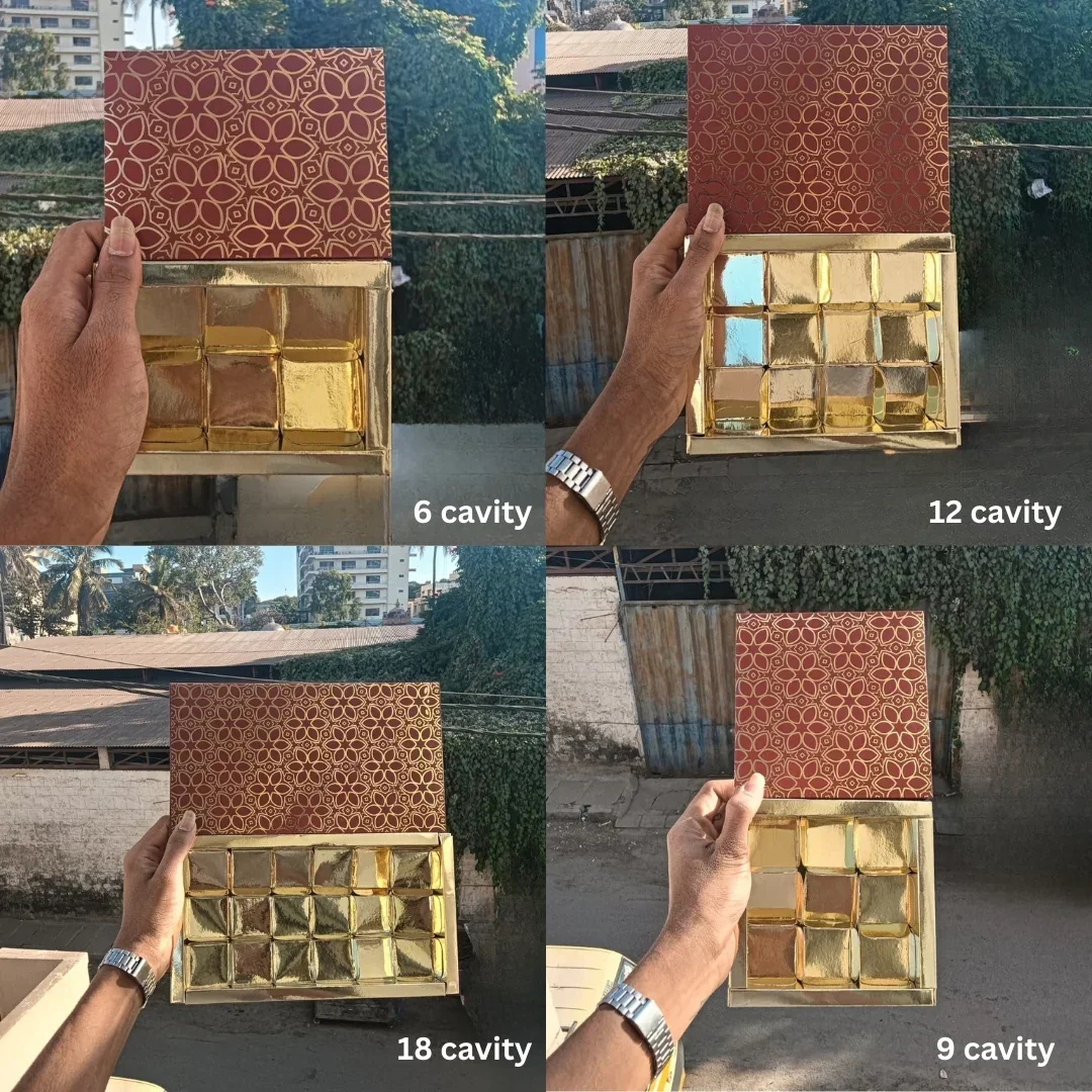 Premium Sliding Chocolate Box with Gold Tray | Gold Printed Gift Box | Pack of 10 - Image 2