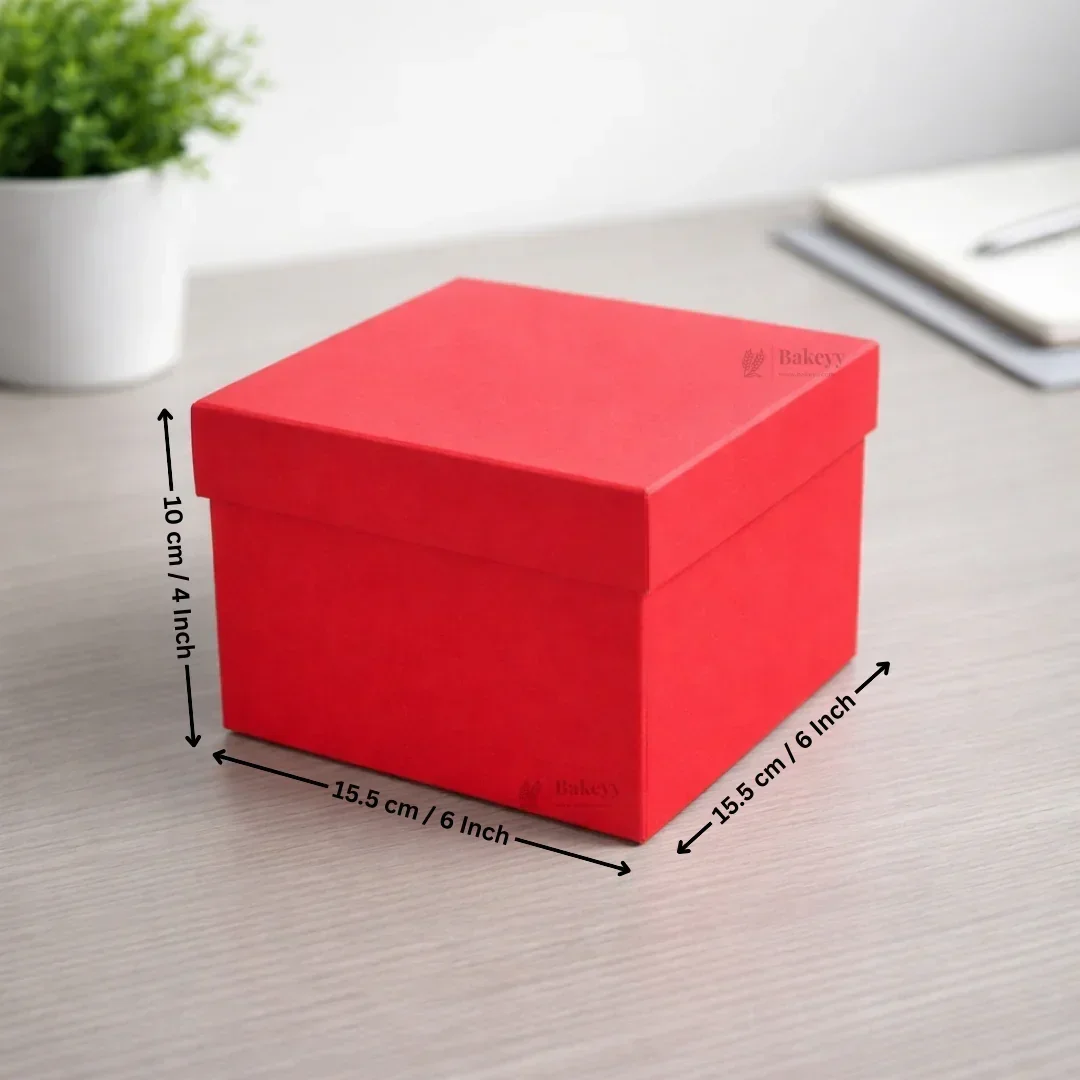 Premium Rigid Square Red Gift Box with Lid | Luxury Packaging Box for Hampers, Cakes & Gifting | Available in 3 Sizes | Pack of 1 - Image 4