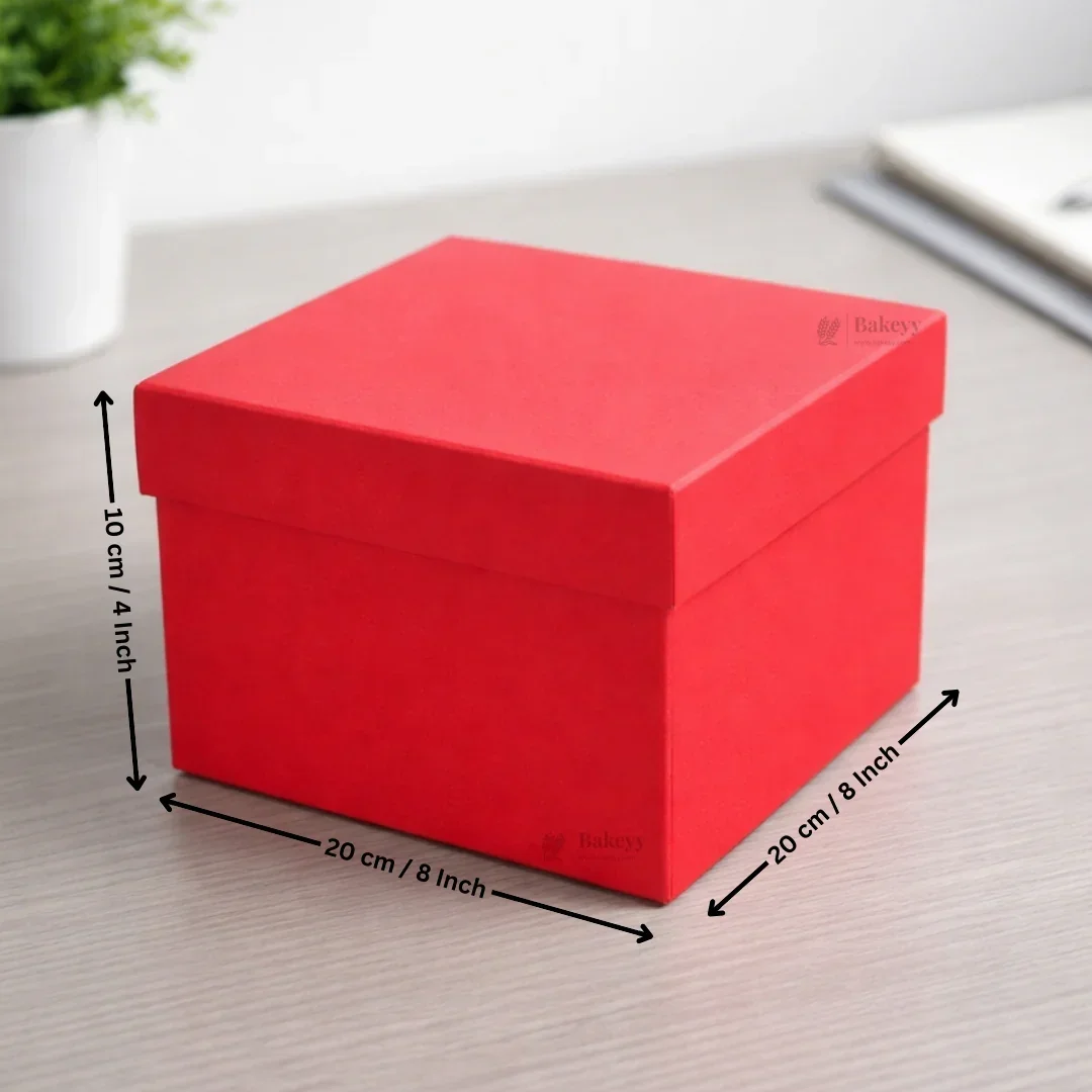 Premium Rigid Square Red Gift Box with Lid | Luxury Packaging Box for Hampers, Cakes & Gifting | Available in 3 Sizes | Pack of 1 - Image 5