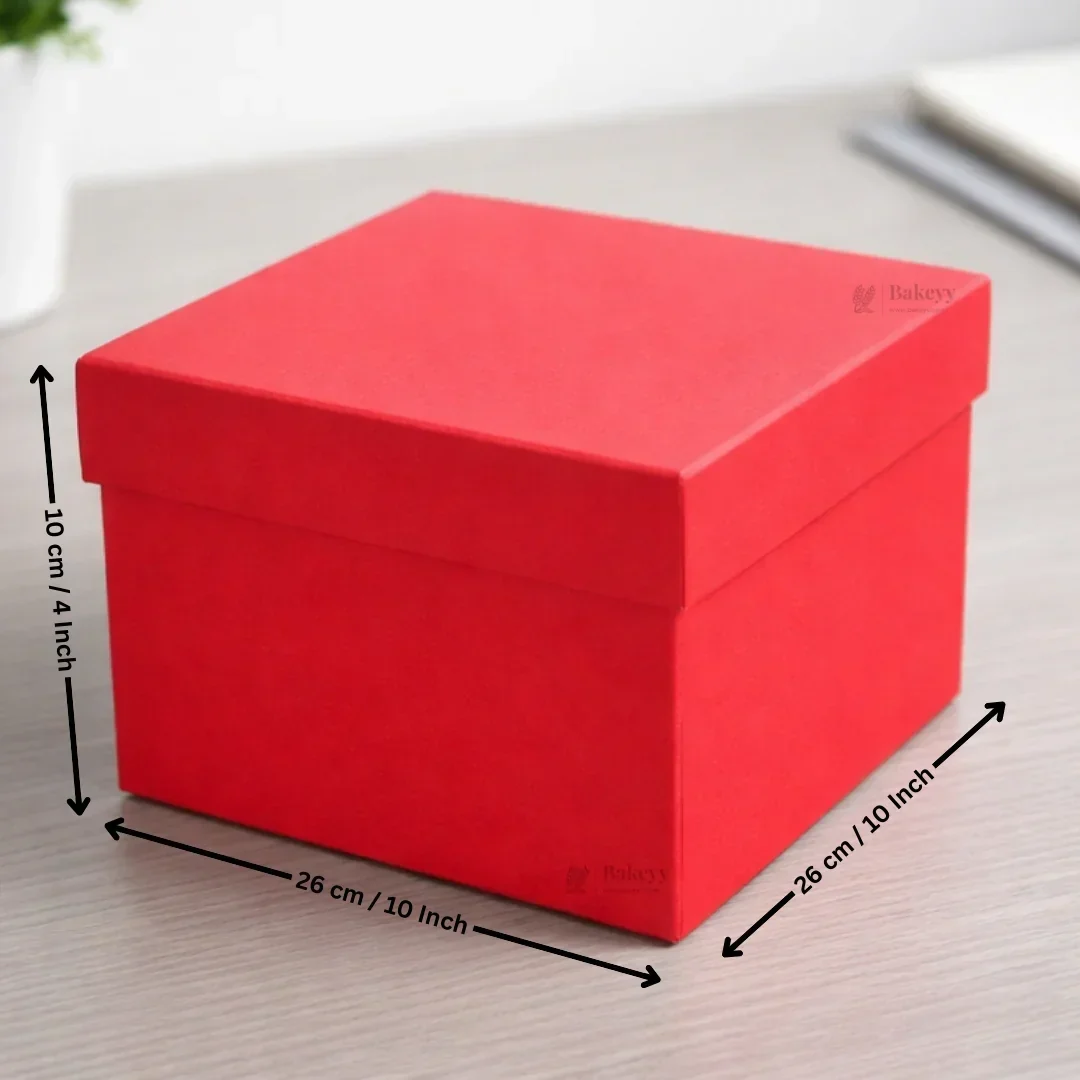 Premium Rigid Square Red Gift Box with Lid | Luxury Packaging Box for Hampers, Cakes & Gifting | Available in 3 Sizes | Pack of 1 - Image 6