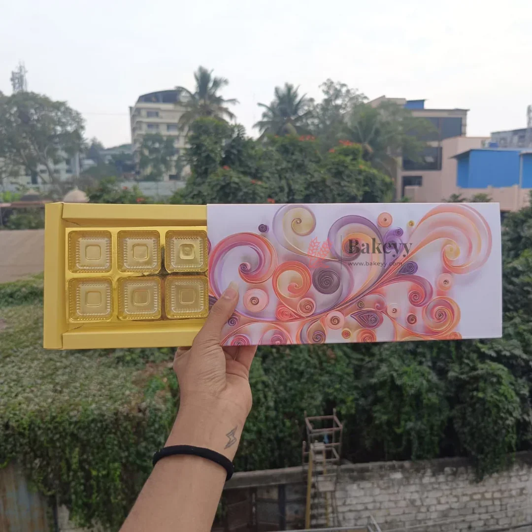 Premium Sliding Chocolate Box with Golden Tray | 12 Cavity | Pack of 10 - Image 3