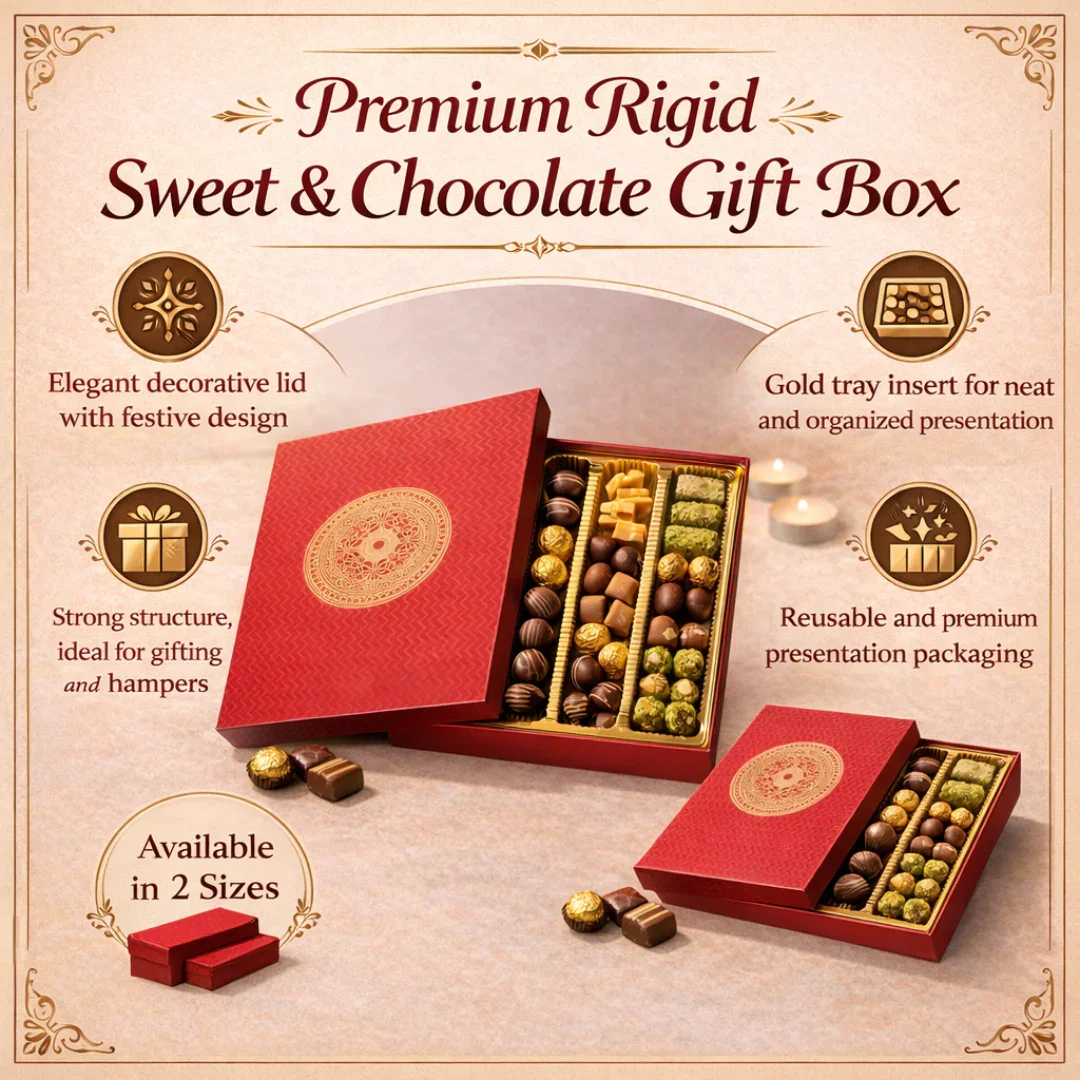 Premium Sweet & Chocolate Gift Box with Tray | Pack of 1 - Image 4