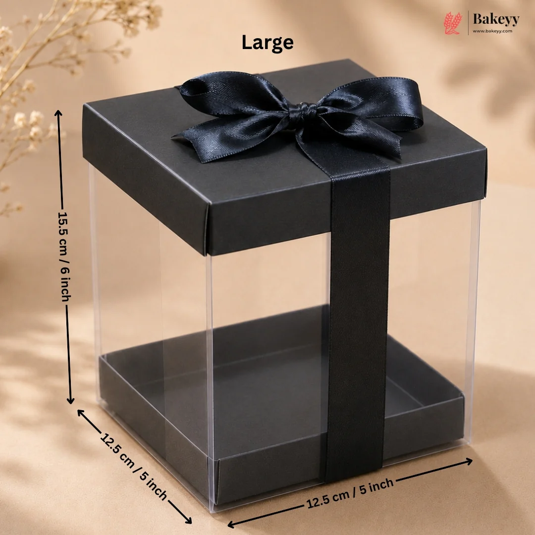 Premium Transparent PVC Gift Box with Satin Ribbon Bow | Multiple Colors Available | Pack of 10 - Image 10