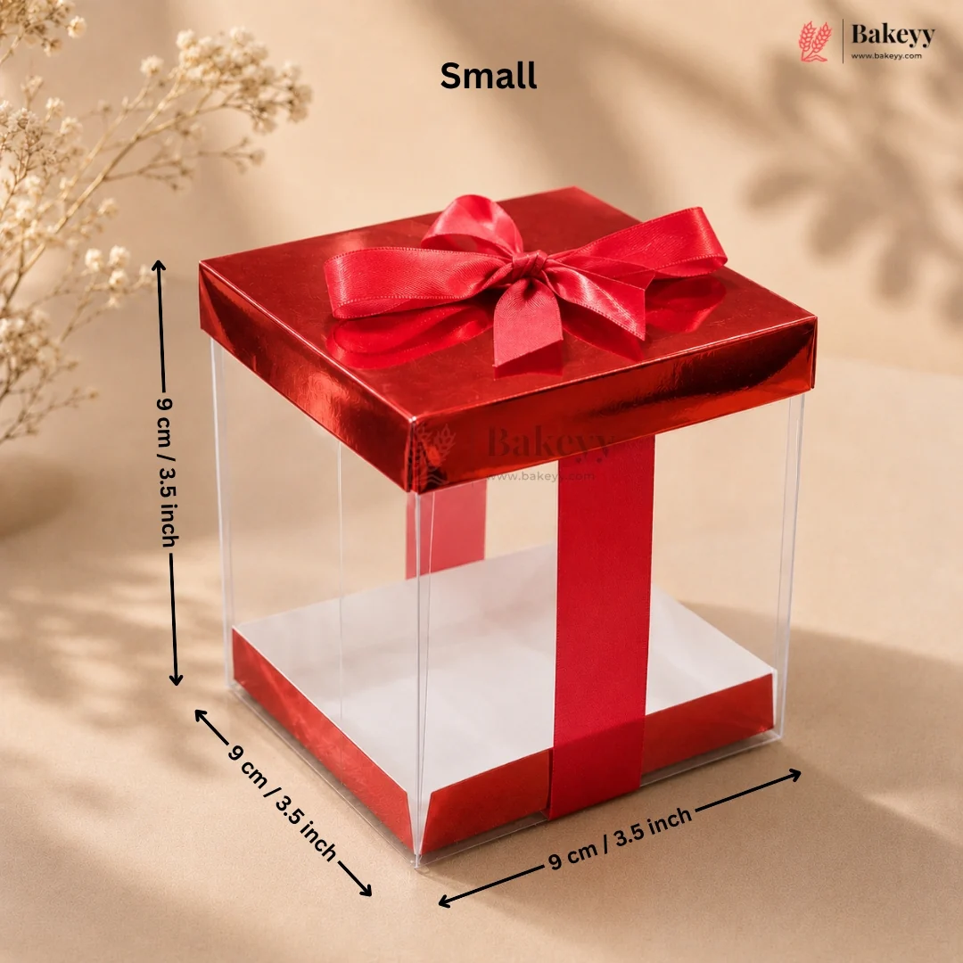Premium Transparent PVC Gift Box with Satin Ribbon Bow | Multiple Colors Available | Pack of 10 - Image 11