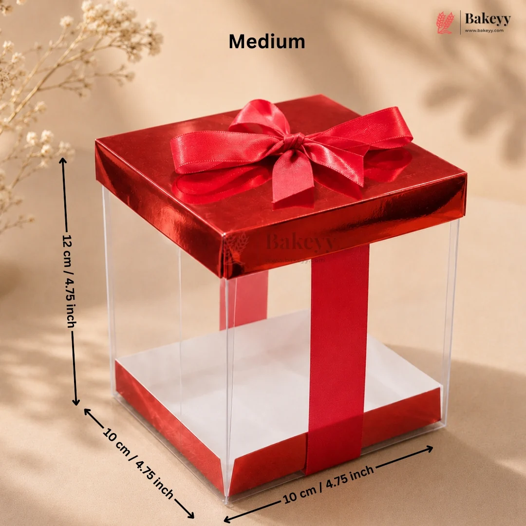 Premium Transparent PVC Gift Box with Satin Ribbon Bow | Multiple Colors Available | Pack of 10 - Image 12