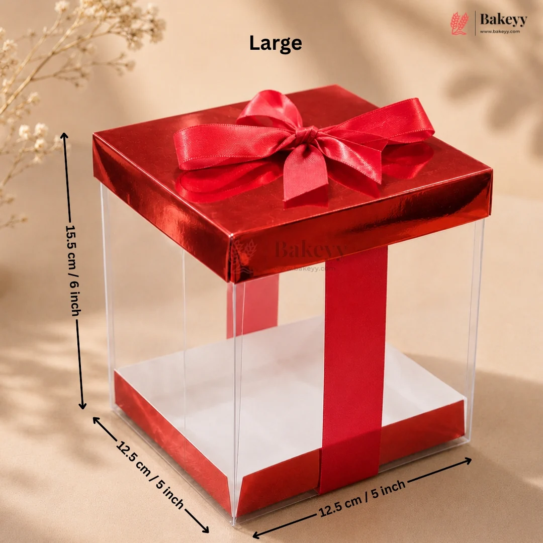 Premium Transparent PVC Gift Box with Satin Ribbon Bow | Multiple Colors Available | Pack of 10 - Image 13