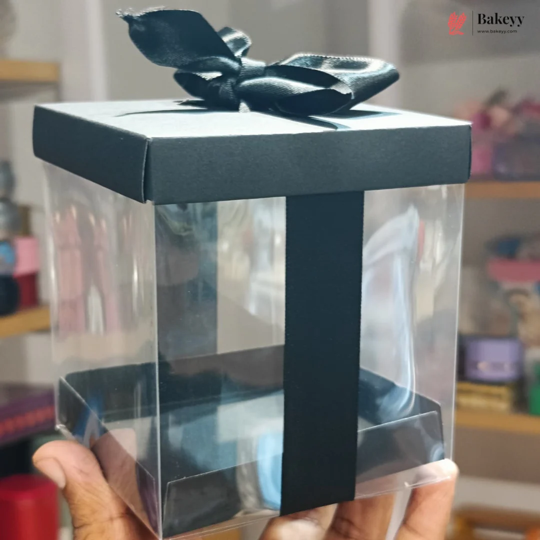 Premium Transparent PVC Gift Box with Satin Ribbon Bow | Multiple Colors Available | Pack of 10 - Image 15