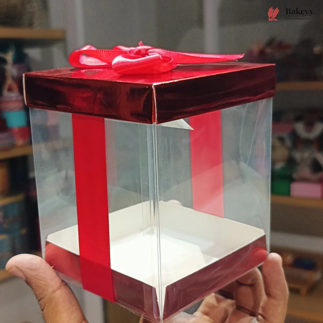 Premium Transparent PVC Gift Box with Satin Ribbon Bow | Multiple Colors Available | Pack of 10 - Image 17
