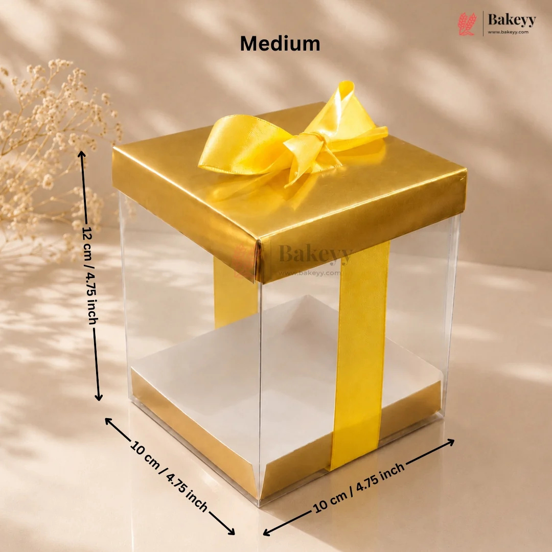 Premium Transparent PVC Gift Box with Satin Ribbon Bow | Multiple Colors Available | Pack of 10 - Image 3