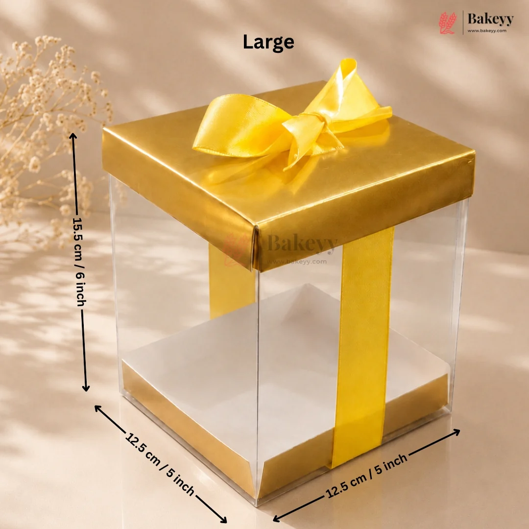 Premium Transparent PVC Gift Box with Satin Ribbon Bow | Multiple Colors Available | Pack of 10 - Image 4