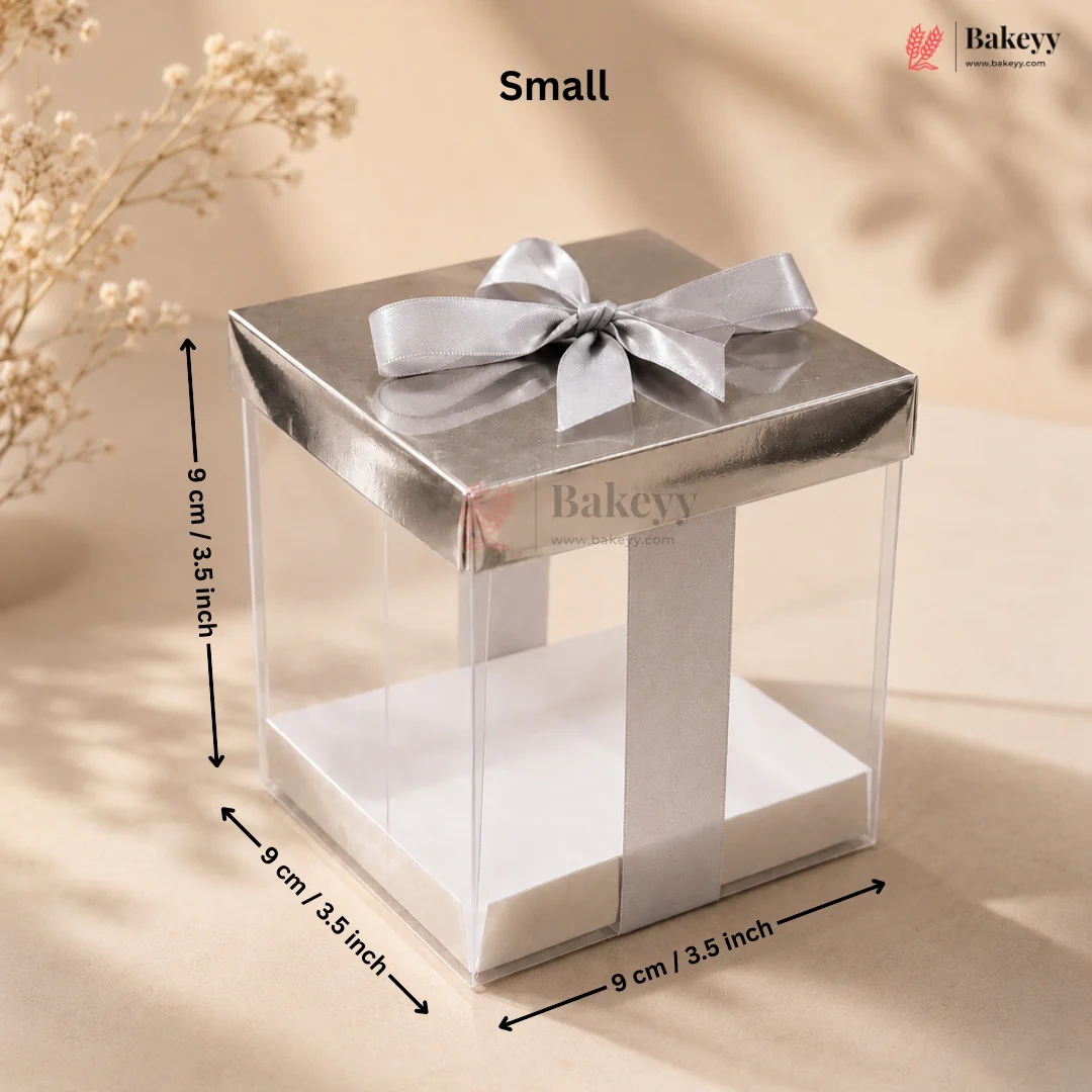 Premium Transparent PVC Gift Box with Satin Ribbon Bow | Multiple Colors Available | Pack of 10 - Image 5