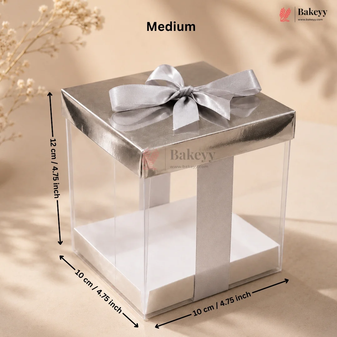 Premium Transparent PVC Gift Box with Satin Ribbon Bow | Multiple Colors Available | Pack of 10 - Image 6