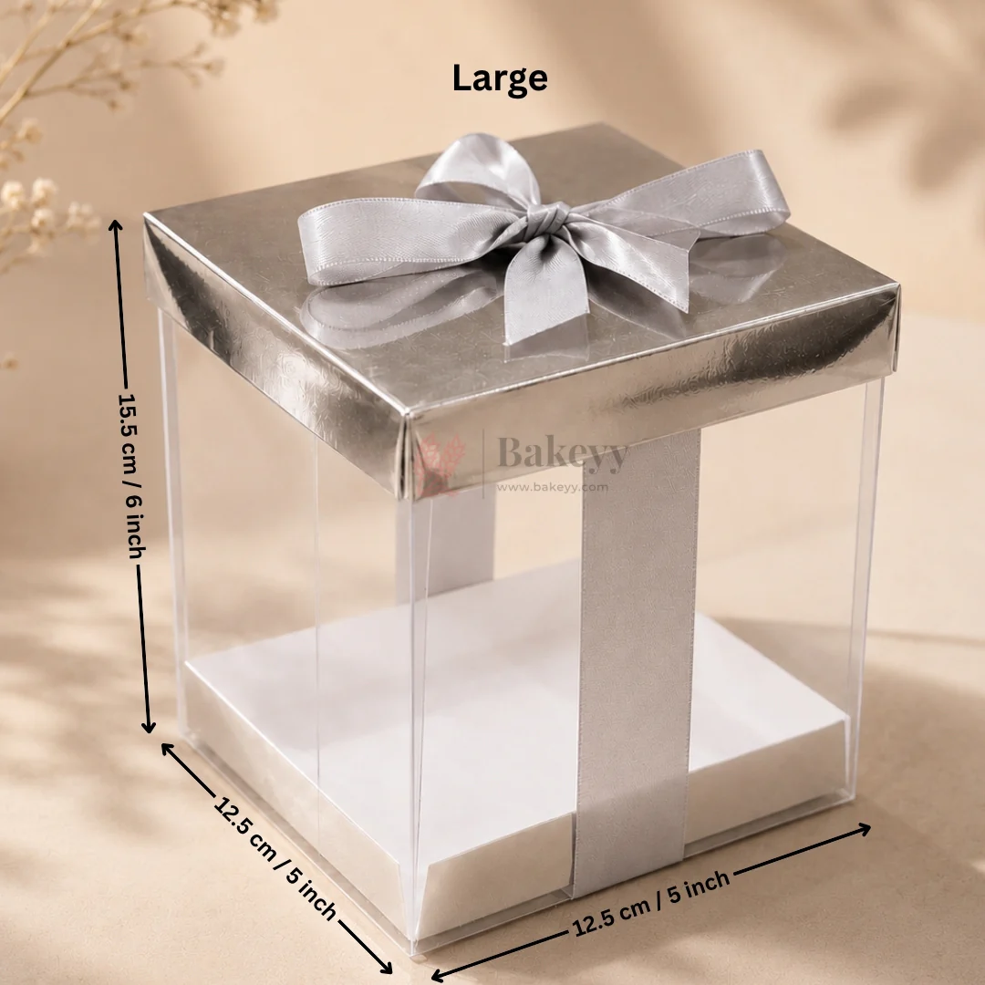 Premium Transparent PVC Gift Box with Satin Ribbon Bow | Multiple Colors Available | Pack of 10 - Image 7