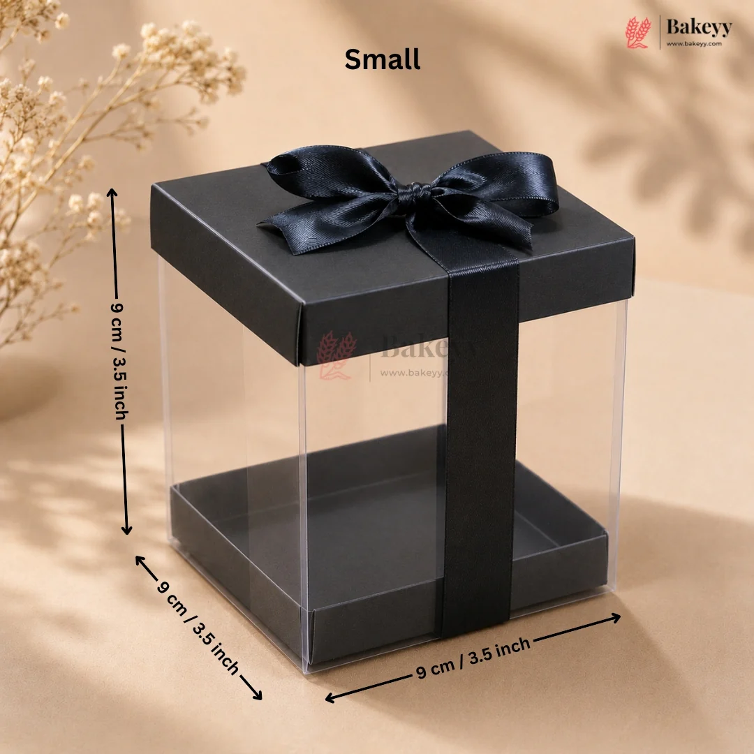 Premium Transparent PVC Gift Box with Satin Ribbon Bow | Multiple Colors Available | Pack of 10 - Image 8