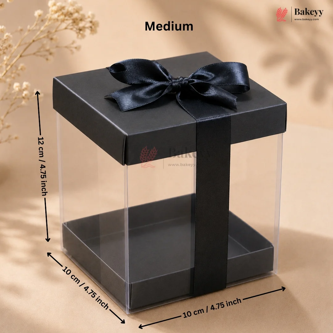 Premium Transparent PVC Gift Box with Satin Ribbon Bow | Multiple Colors Available | Pack of 10 - Image 9