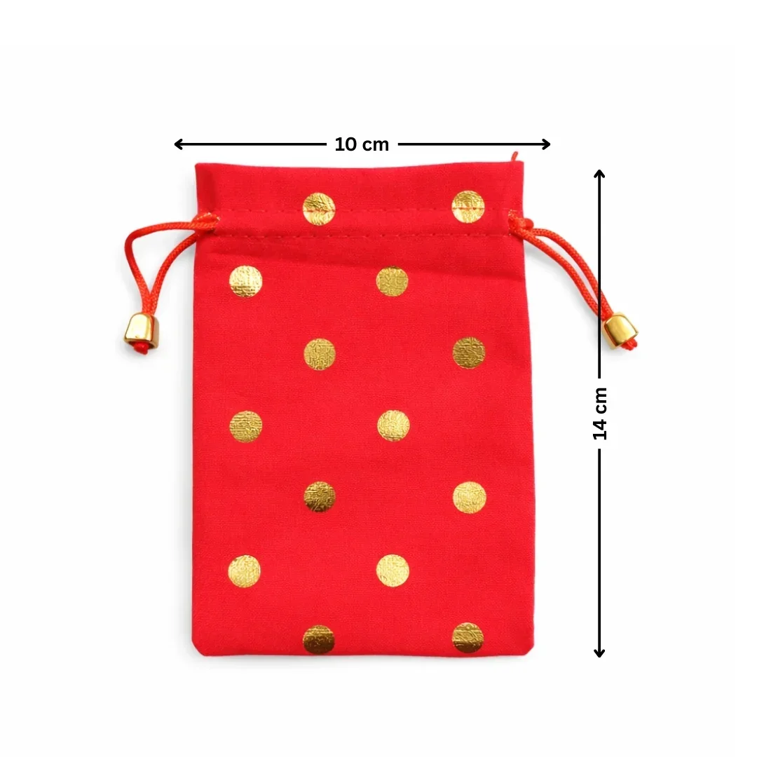 Premium Velvet Polka Dot Potli Bags for Elegant Gifting & Packing l Pack of 10 - Image 4