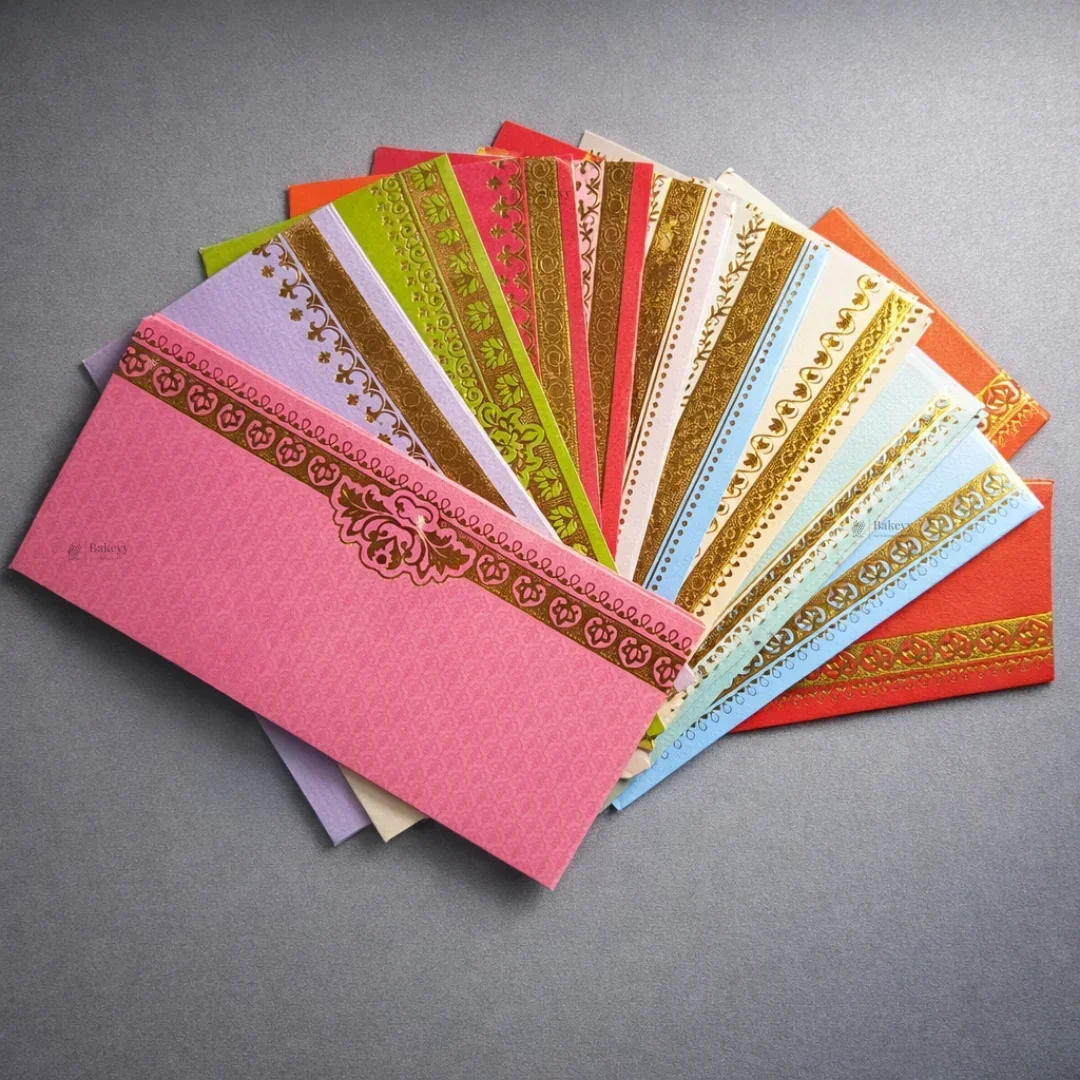 Premium Shagun Money Envelopes with Gold Foil Detailing | Festive Gift Envelopes | Multiple Designs Available | Pack of 25