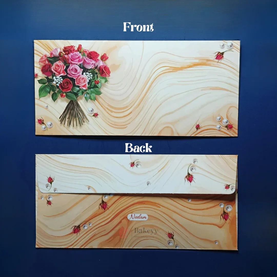 Premium Wooden Print Floral Money Envelopes for Wedding Shagun & Cash Gifting | Pack of 25 - Image 7
