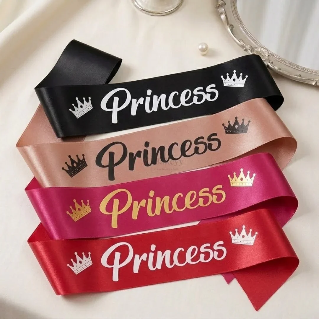 Princess Birthday Party Satin Sash with Elegant Script Lettering | Pack of 1 - Image 2