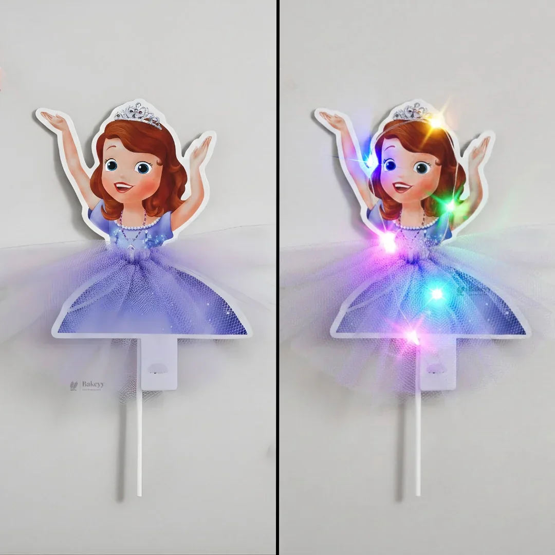 Princess LED Cake Topper with Net Fabric Skirt | Multiple Designs | Pack of 1 - Image 3