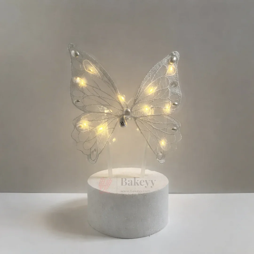 LED Fairy Butterfly Wings With Stand | (Pink & White) | Pack of 1 - Image 3