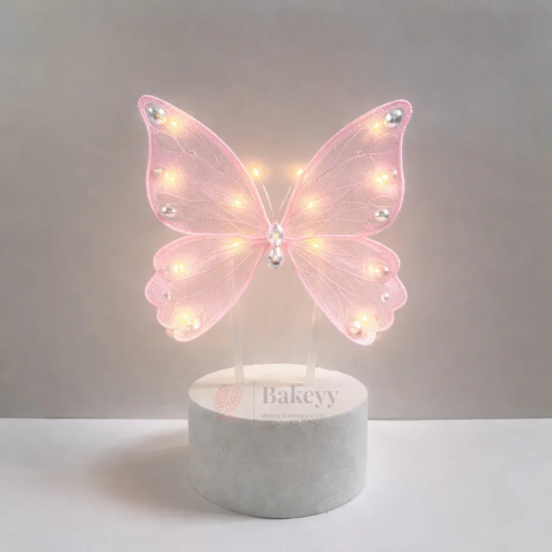 LED Fairy Butterfly Wings With Stand | (Pink & White) | Pack of 1 - Image 4