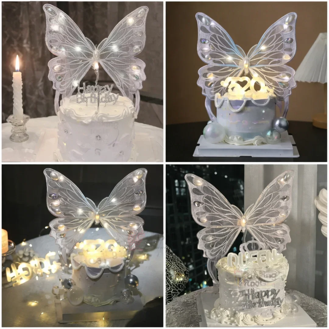 LED Fairy Butterfly Wings With Stand | (Pink & White) | Pack of 1 - Image 5