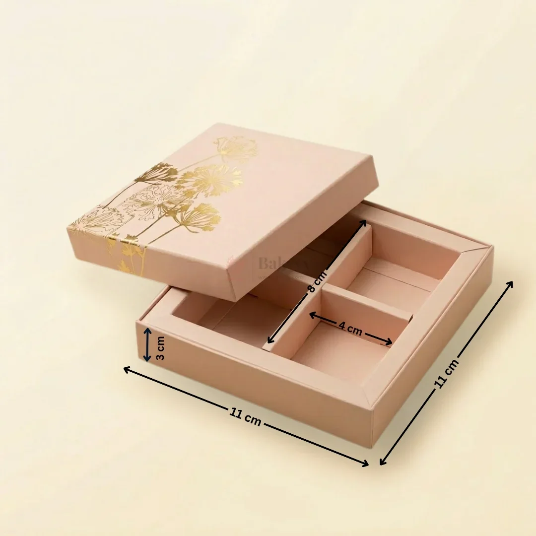 Pastel Peach Botanical Chocolate Gift Box with Divider Tray | Pack of 1 - Image 2