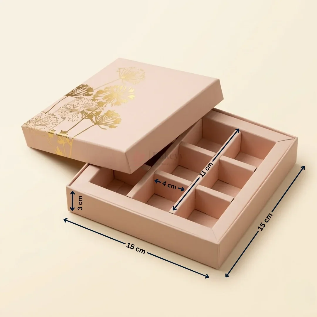 Pastel Peach Botanical Chocolate Gift Box with Divider Tray | Pack of 1 - Image 3