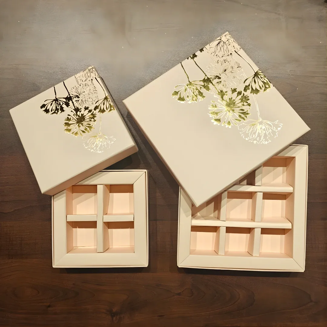 Pastel Peach Botanical Chocolate Gift Box with Divider Tray | Pack of 1 - Image 4