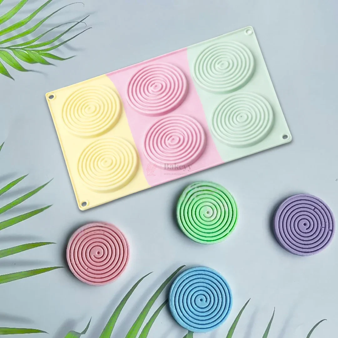 6 Cavity Concentric Spiral Round Silicone Chocolate Mould | Pack of 1