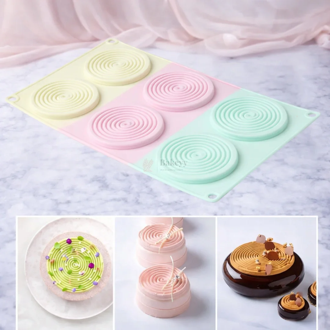 6 Cavity Concentric Spiral Round Silicone Chocolate Mould | Pack of 1 - Image 3